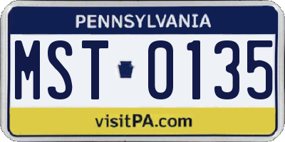 PA license plate MST0135