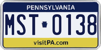 PA license plate MST0138