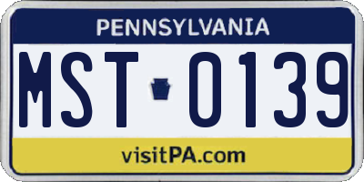 PA license plate MST0139