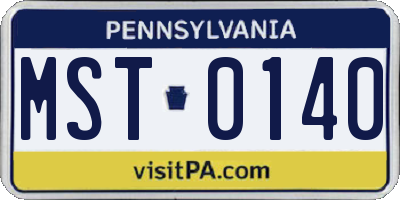 PA license plate MST0140