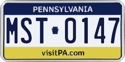 PA license plate MST0147