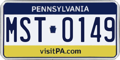 PA license plate MST0149