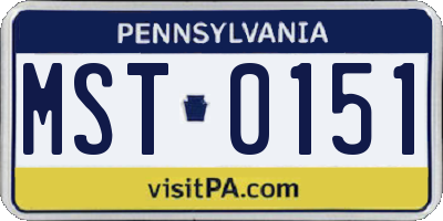 PA license plate MST0151