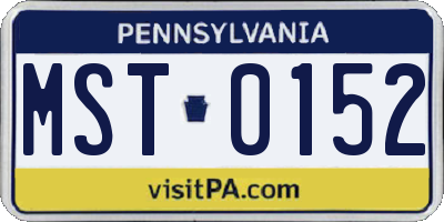 PA license plate MST0152