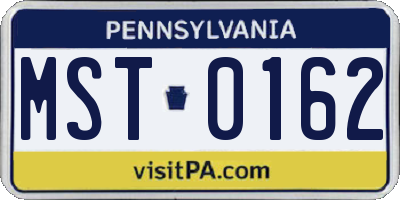 PA license plate MST0162