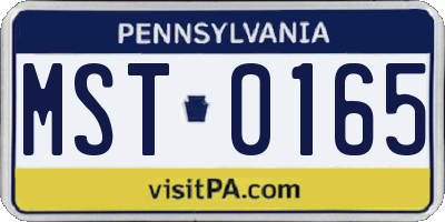 PA license plate MST0165