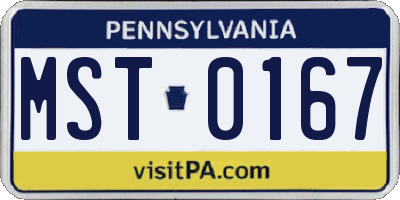 PA license plate MST0167