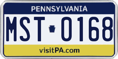PA license plate MST0168