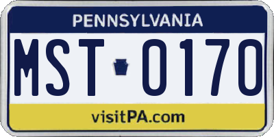 PA license plate MST0170