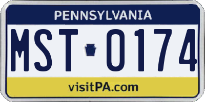 PA license plate MST0174