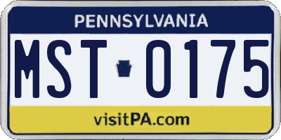 PA license plate MST0175