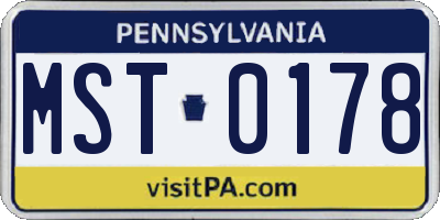 PA license plate MST0178