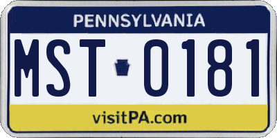 PA license plate MST0181