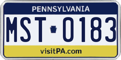 PA license plate MST0183