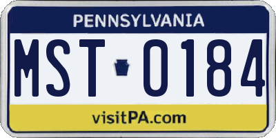 PA license plate MST0184
