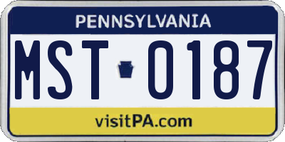 PA license plate MST0187