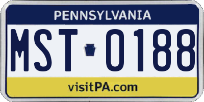 PA license plate MST0188