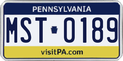 PA license plate MST0189
