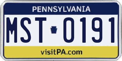 PA license plate MST0191