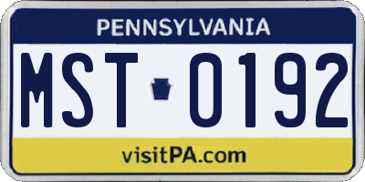 PA license plate MST0192