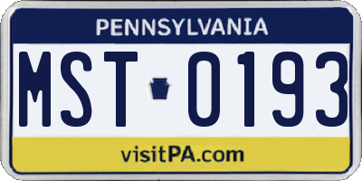 PA license plate MST0193