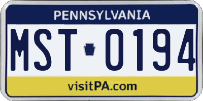 PA license plate MST0194
