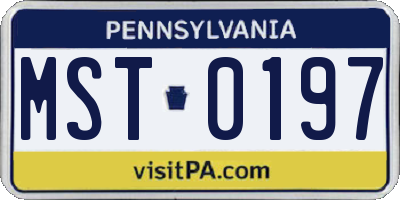 PA license plate MST0197