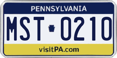 PA license plate MST0210