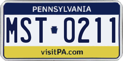 PA license plate MST0211