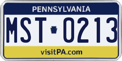 PA license plate MST0213