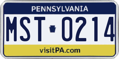 PA license plate MST0214