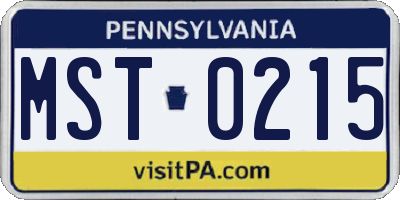 PA license plate MST0215