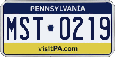 PA license plate MST0219