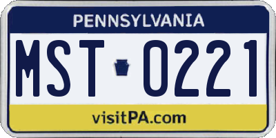 PA license plate MST0221