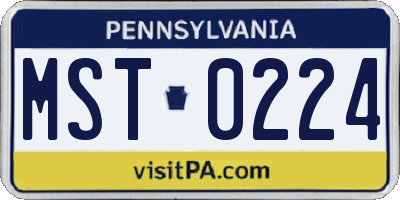 PA license plate MST0224