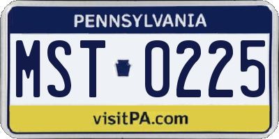 PA license plate MST0225