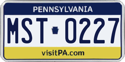 PA license plate MST0227