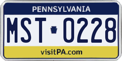 PA license plate MST0228