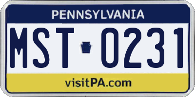 PA license plate MST0231