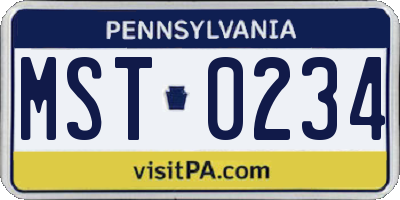 PA license plate MST0234