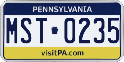 PA license plate MST0235