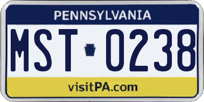PA license plate MST0238