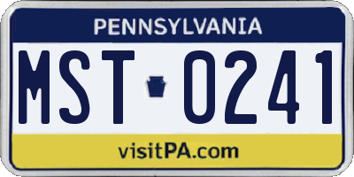 PA license plate MST0241