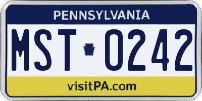 PA license plate MST0242