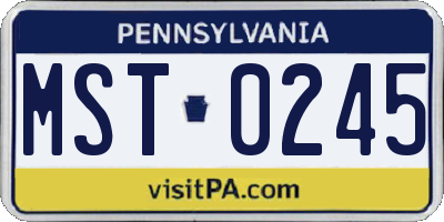 PA license plate MST0245