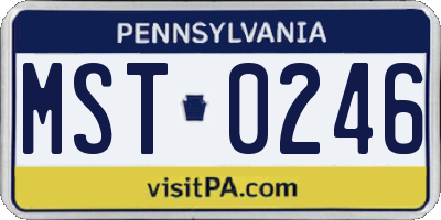 PA license plate MST0246