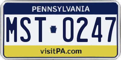 PA license plate MST0247