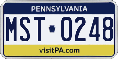PA license plate MST0248