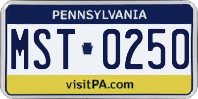 PA license plate MST0250