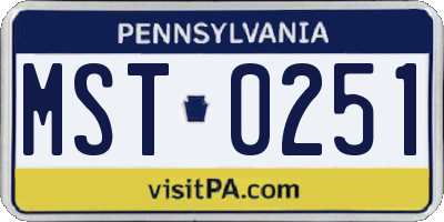 PA license plate MST0251